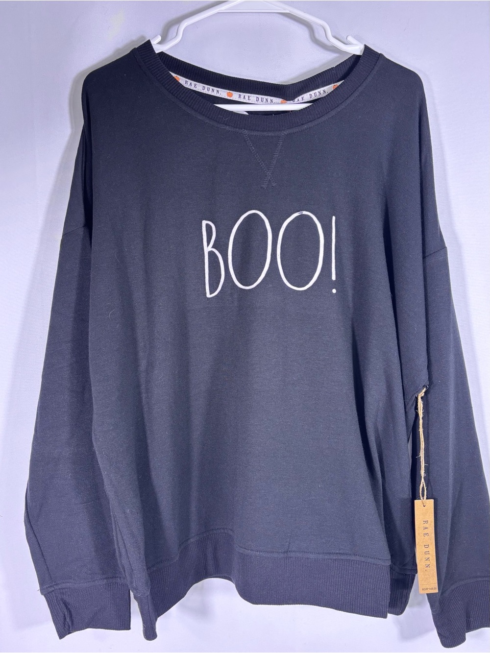 NWT Rae Dunn BOO Halloween Sweatshirt Fuzzy Socks Set Spooky Season XL